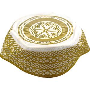 Arabic Thawb Tageye Hat w/ Gold Threaded Design